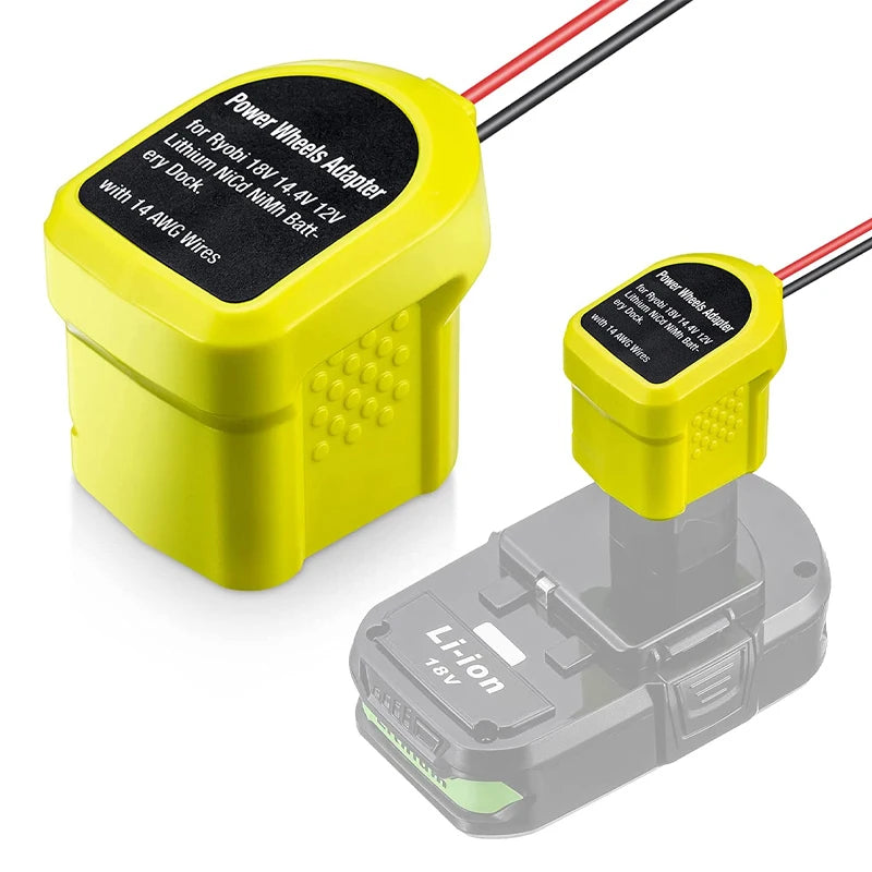 Ryobi 18V batteridrevet hjuladapter med 14 AWG-ledninger
