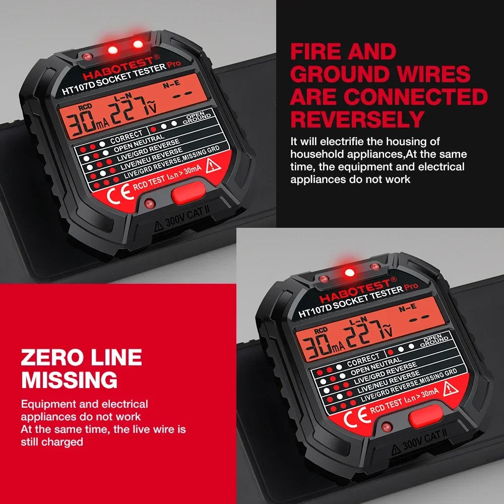 Socket Wiring Tester with Plug and Model Options
