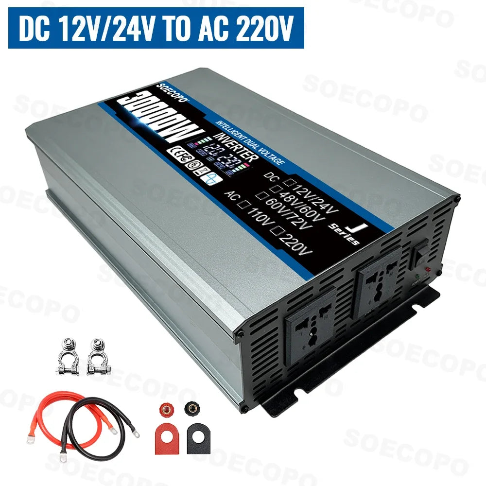 30000W Peak Solar Power Inverter 12V–72V to 110V/220V AC