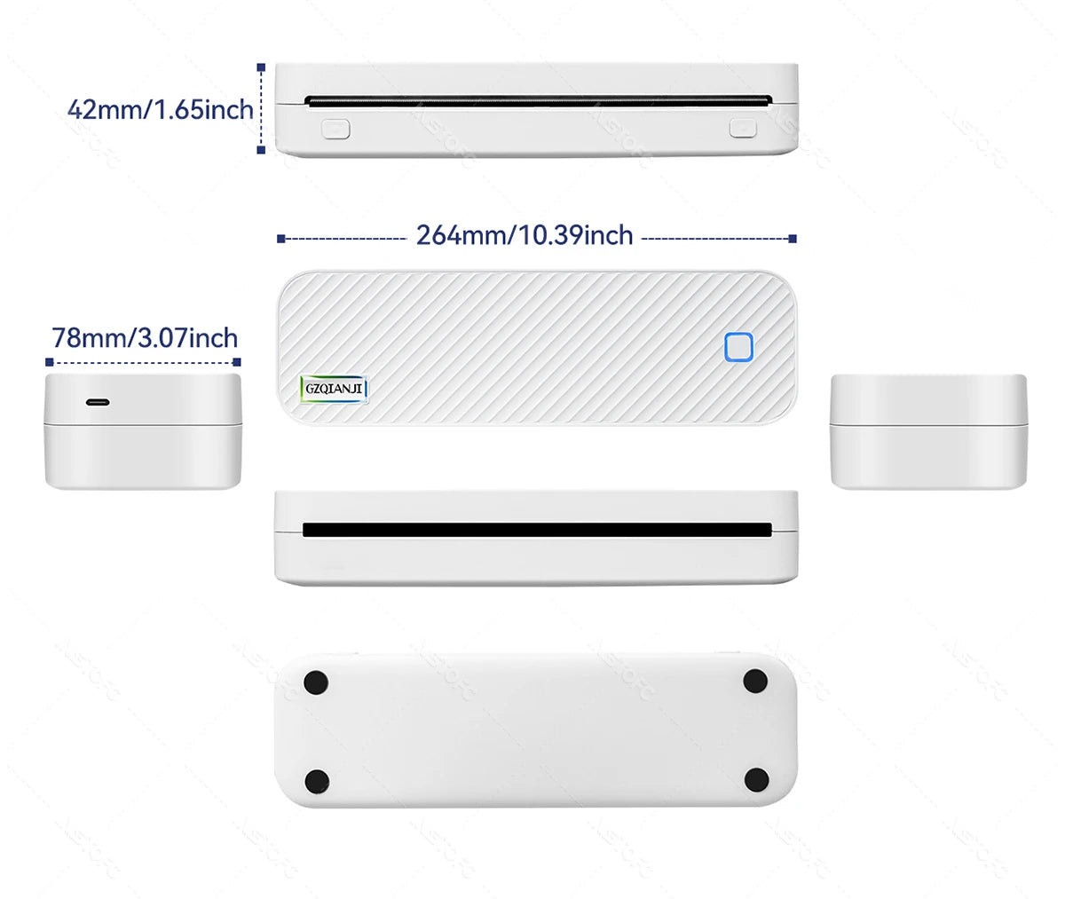 Portable A4 Thermal Printer Bluetooth Photos PDF Document Printing Machine Folded Rolls Paper For Office Work Home School Travel