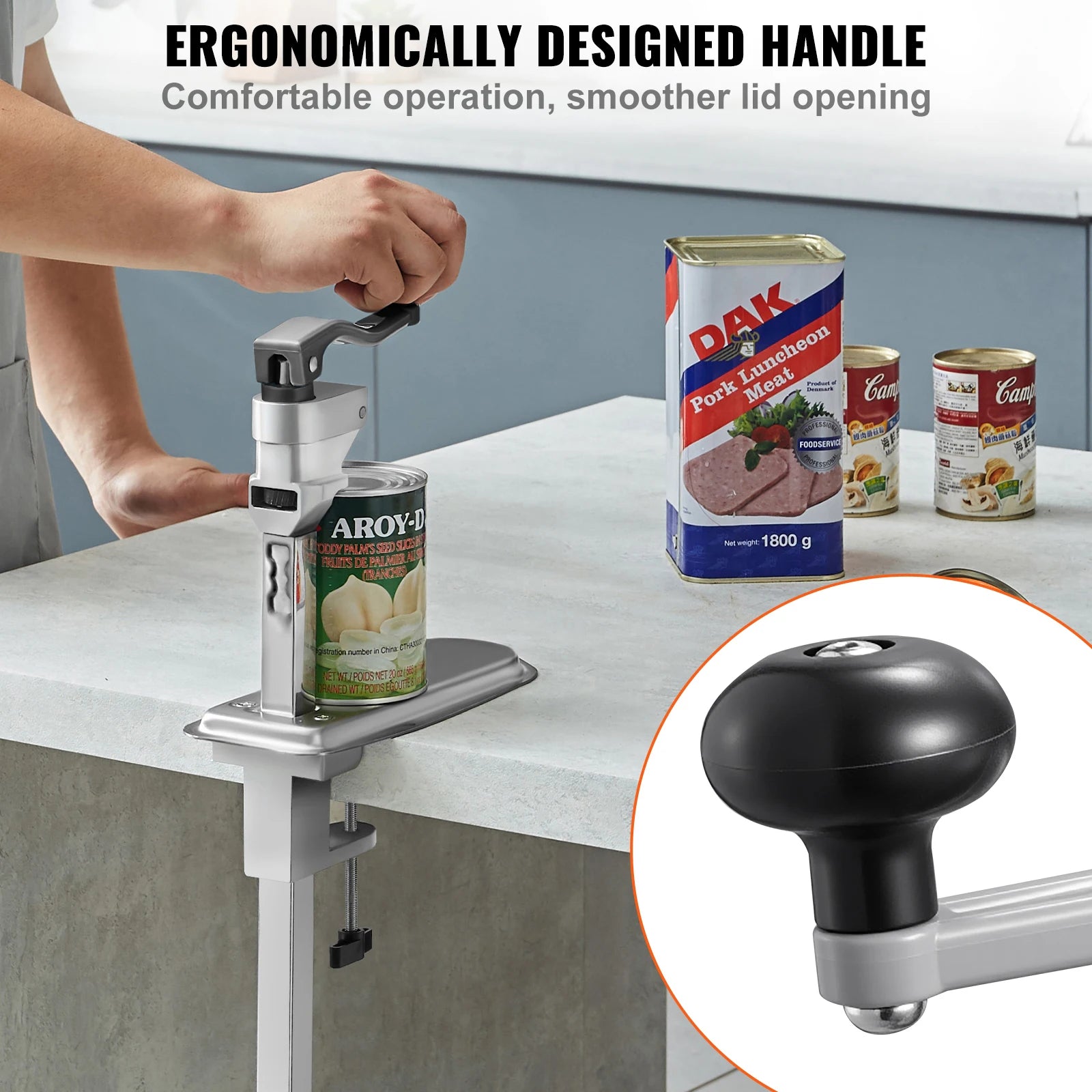 Commercial Manual Can Opener with Table Clamp & Adjustable Height