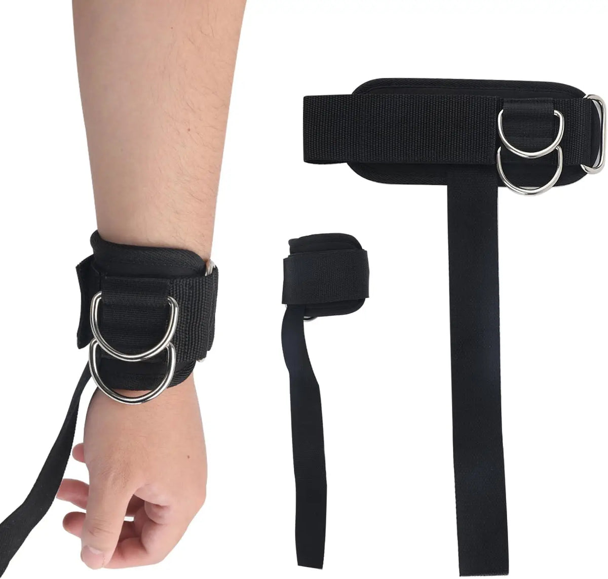 Pair of Weightlifting Wrist Straps with D-Ring for Deadlifts