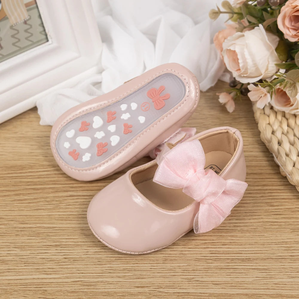 Newborn Baby Non‑Slip PU Walking Shoes with Soft Rubber Bottom