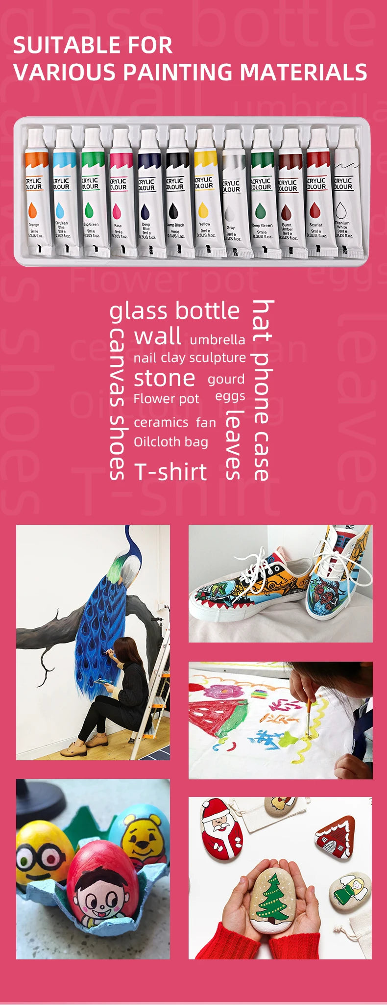 9mL akril pigment készlet diák művészethez és graffiti festéshez