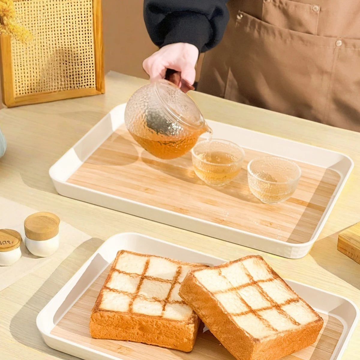 Rectangular Reusable Serving and Storage Tray for Food