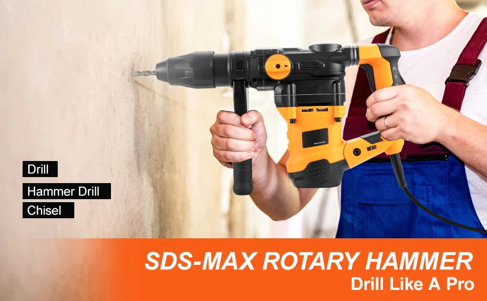 1600W Rotary Hammer Drill SDS Max 42mm 3 Mode Concrete Breaker