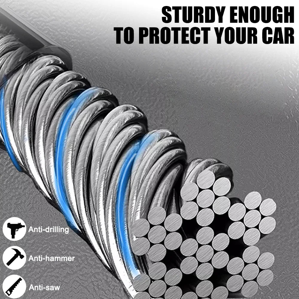 SEAMETAL Car Steering Wheel Lock Universal Antitheft Device Auto Seat Belt Buckle Lock Rope Steel Cable for Car Truck SUV Van RV