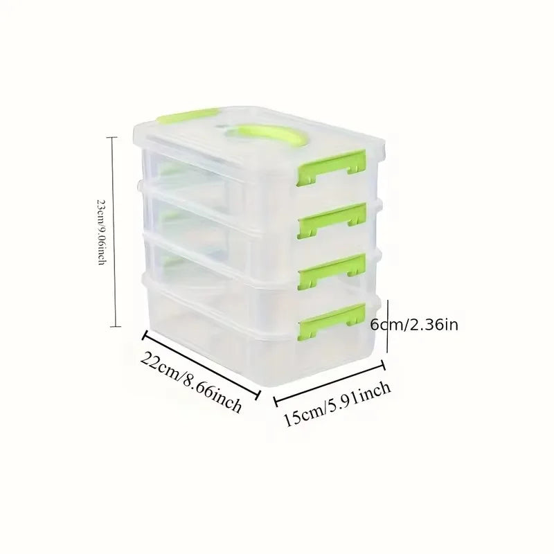 Boîte de rangement transparente à quatre compartiments