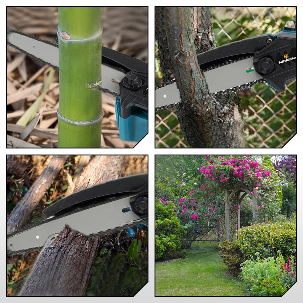 8 Inch Brushless Electric Saw Cordless Oiler Handheld Garden Wood Cutting Logging Chainsaw Power Tool For Makita 18V Battery Pin