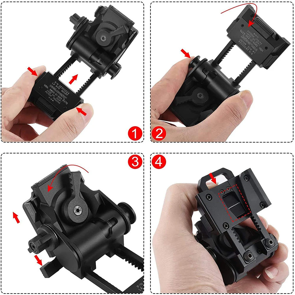 BOOIU Metal/Nylon L4G24 NVG Helmet Mount Holder for PVS15/18 GPNVG18 Goggle Night Vision Stent Outdoor Tactical Helmet Bracket