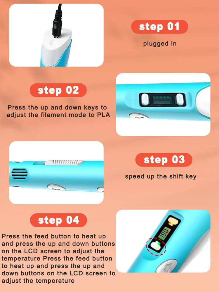 USB-Powered 3D Drawing Pen for 1.75mm PLA