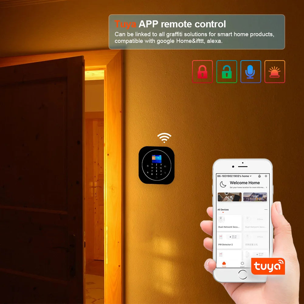 KERUI 2G GSM WIFI Alarm for Home Security Protection Tuya Smart Burglar Alarm System with Motion Detection Door Sensor Alexa