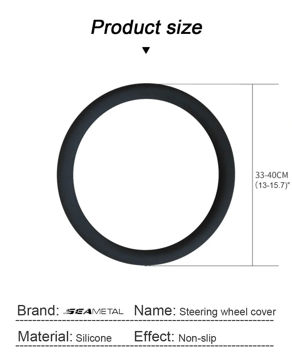 SEAMETAL Silica Gel Steering Wheel Cover Full Surrounded Elastic Car Steer Wheel Protector Anti Slip Universal for 33cm-40cm