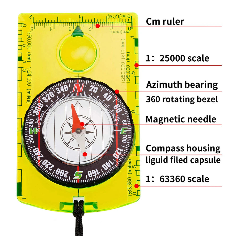 Map-Reading Compass with Lanyard