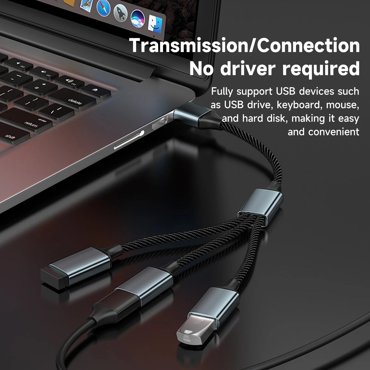 USB-A-splitterhub met 1 ingang en 3 uitgangen, enkele of dubbele verpakking