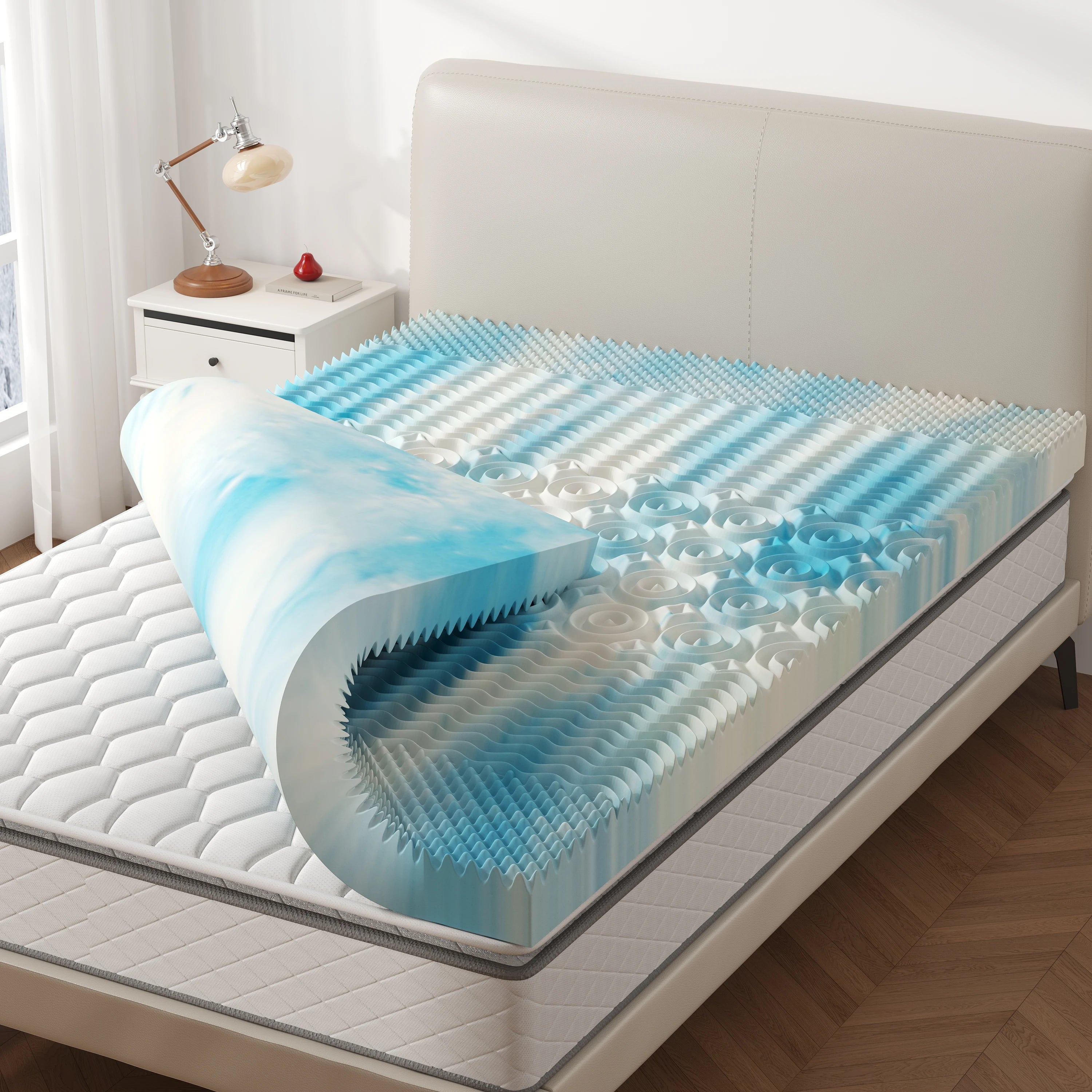 2 Inch Gel Memory Foam Mattress Topper with 5-Zone Support
