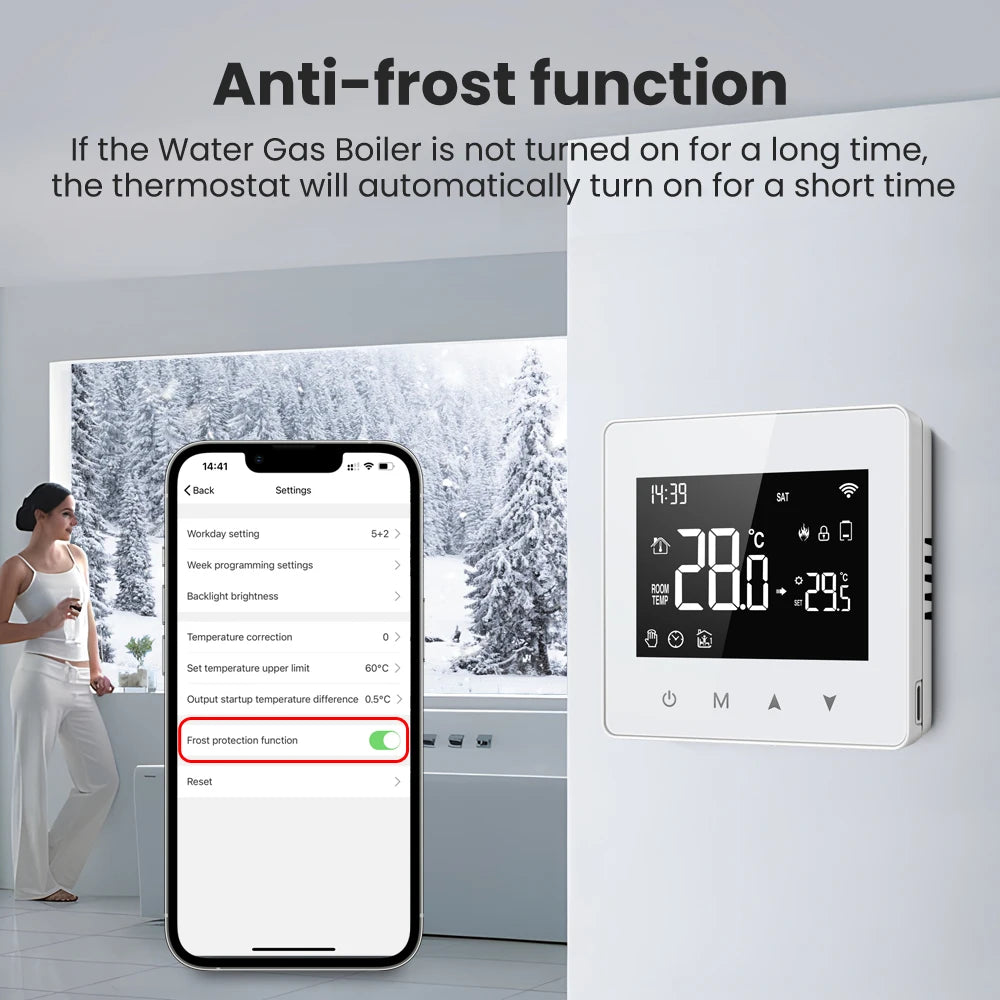 AVATTO Tuya WiFi/ZigBee Low Power Battery Smart Thermostat Water Gas Boiler Temperature Controller For Alexa Google Home Alice