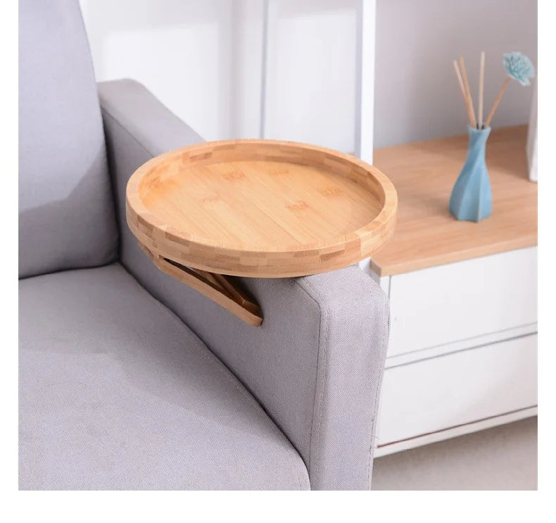 Round Clip-On Sofa Armrest Tray, 25 cm