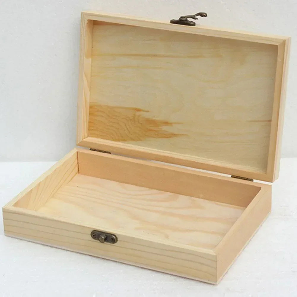 Drewniane pudełko do przechowywania 25 x 17 x 4 cm z zawiasową pokrywką