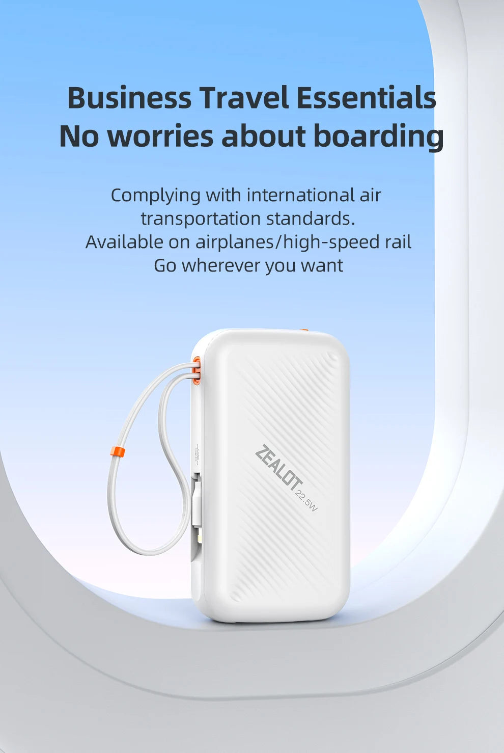 20000mAh Portable Power Bank with USB-C Cable and Digital Display
