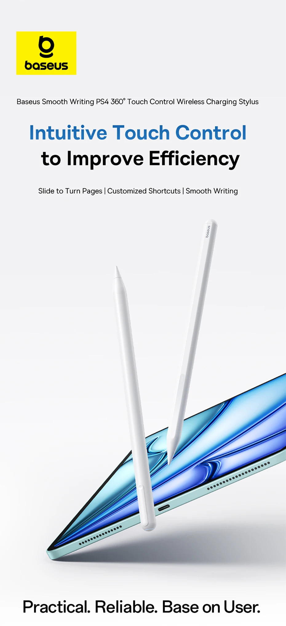 Bluetooth stylusové pero pre iPad s 360° dotykovým ovládaním a skratkovými tlačidlami