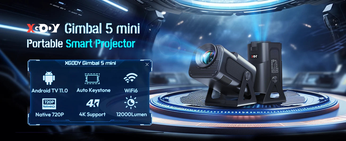 XGODY Projecteur Intelligent Portable 12000LM avec WiFi 6