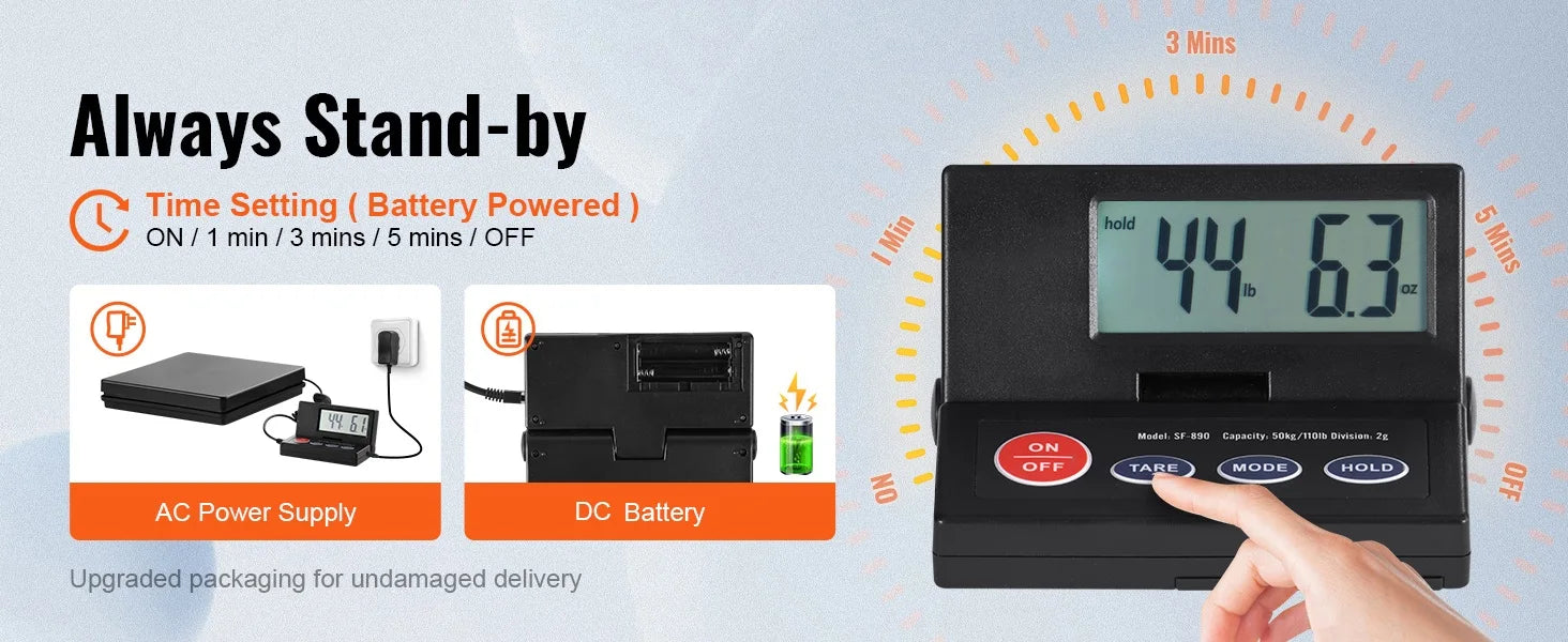 110 lb Digital Postal Shipping Scale with Foldable LCD Screen