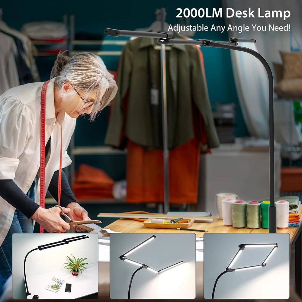 Nastaviteľná LED stolová lampa so svorkou a automatickým stmievaním svetla