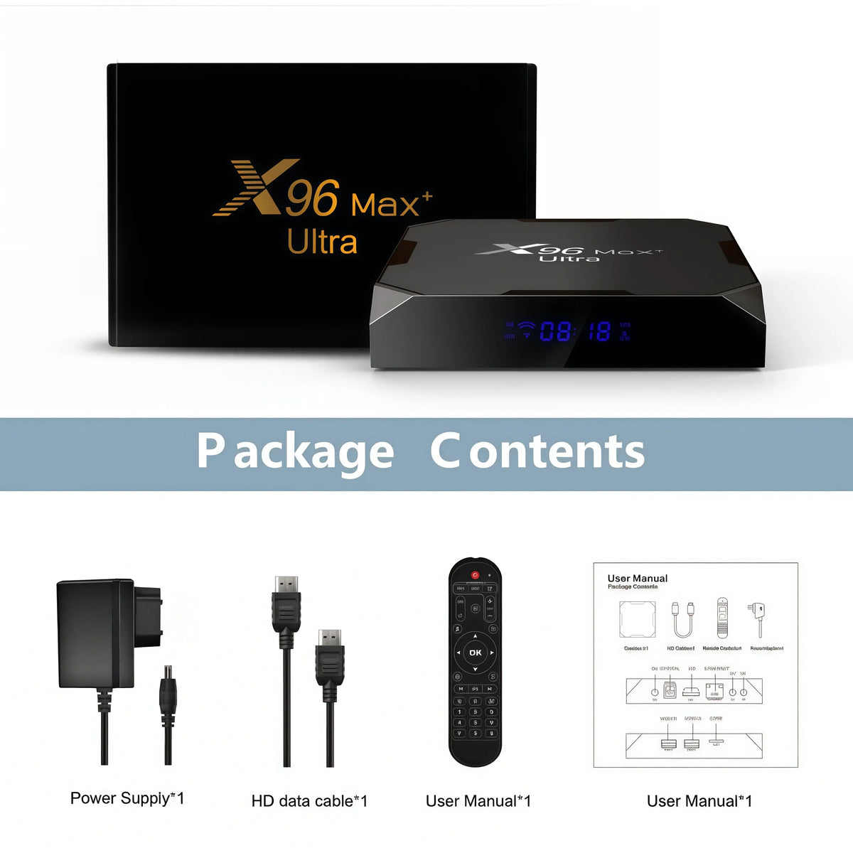 X96 Max+Ultra Android 11 TV Box Amlogic S905X4 4GB RAM 64GB ROM 8K Decoding AV1 Codec Dual WiFi 2.4G&5G BT4.0 USB3.0 HDR10+ Media Player Smart Set Top Box Decodificador