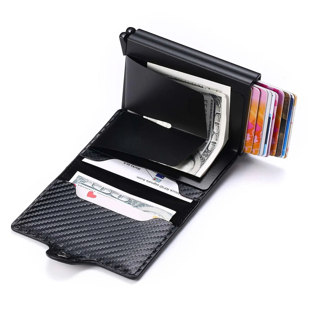 Slim Card Wallet in PU & Aluminium, Six Finishes