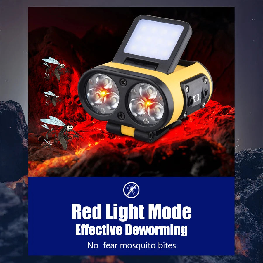 LED Headlamp Smart Sensor Cap Clip Light TPYE-C Rechargeable Flashlight With Power Display Riding Fishing Camping Outdoor Torch