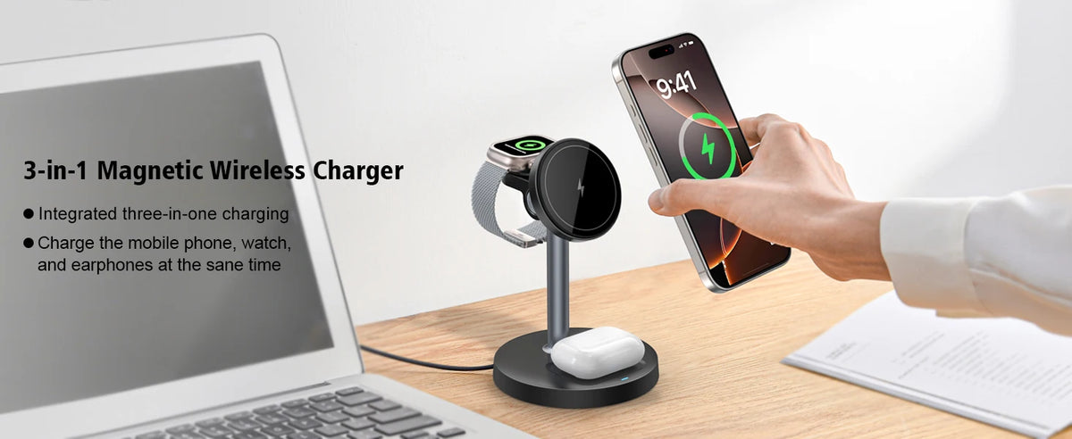Three-in-One Magnetic Wireless Charging Stand