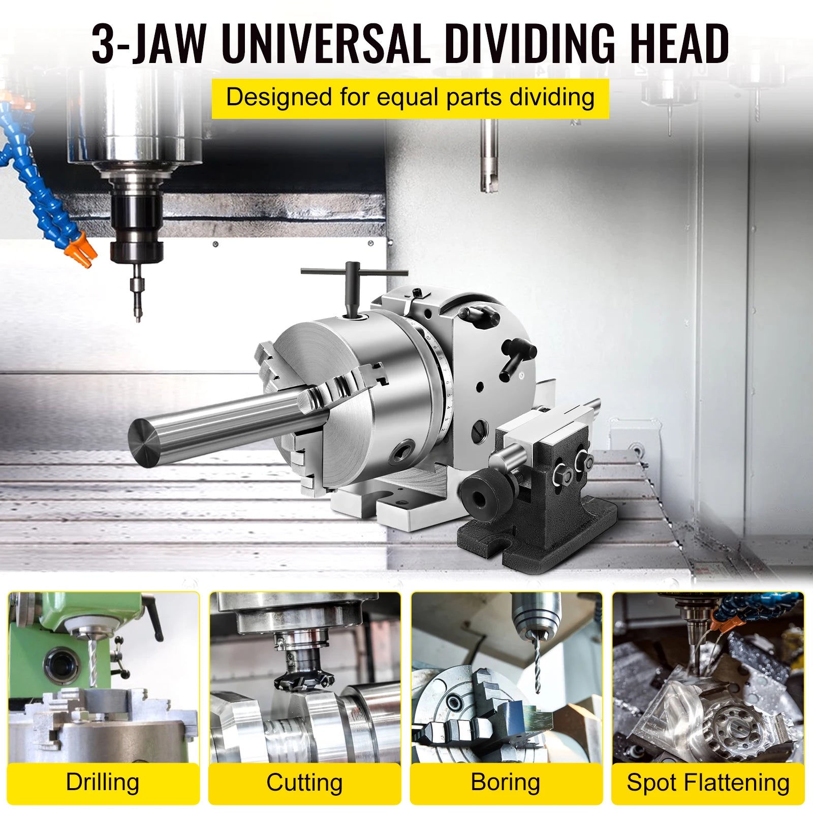 Semi-Universal Dividing Head 4"/5" 3-Jaw Chuck Milling Indexer Set