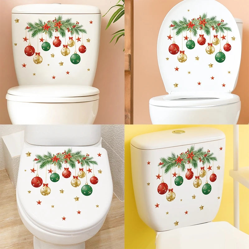 Christmas Toilet Sticker Merry Christmas Decoration for Home 2025 Pendant Xmas Sticker Ornament Navidad Natal New Year Gift 2026