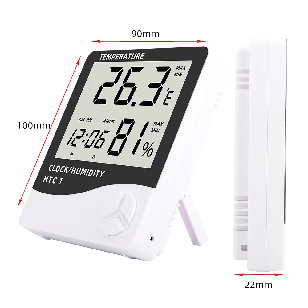 LCD Digital Temperature Humidity Meter HTC-2/HTC-1 Home Indoor Outdoor Hygrometer Thermometer Weather Station with Clock