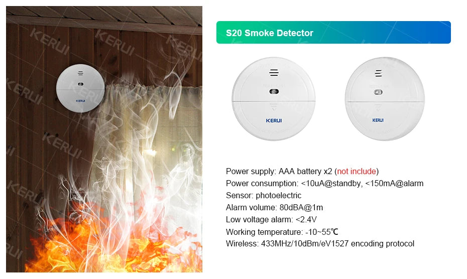 KERUI 433MHZ GSM+WiFi Heimalarm Kommt mit Tuya Smart Anti-Diebstahl Alarme Alarm System Kits Integrierte Batterie Sirene PIR Sensor