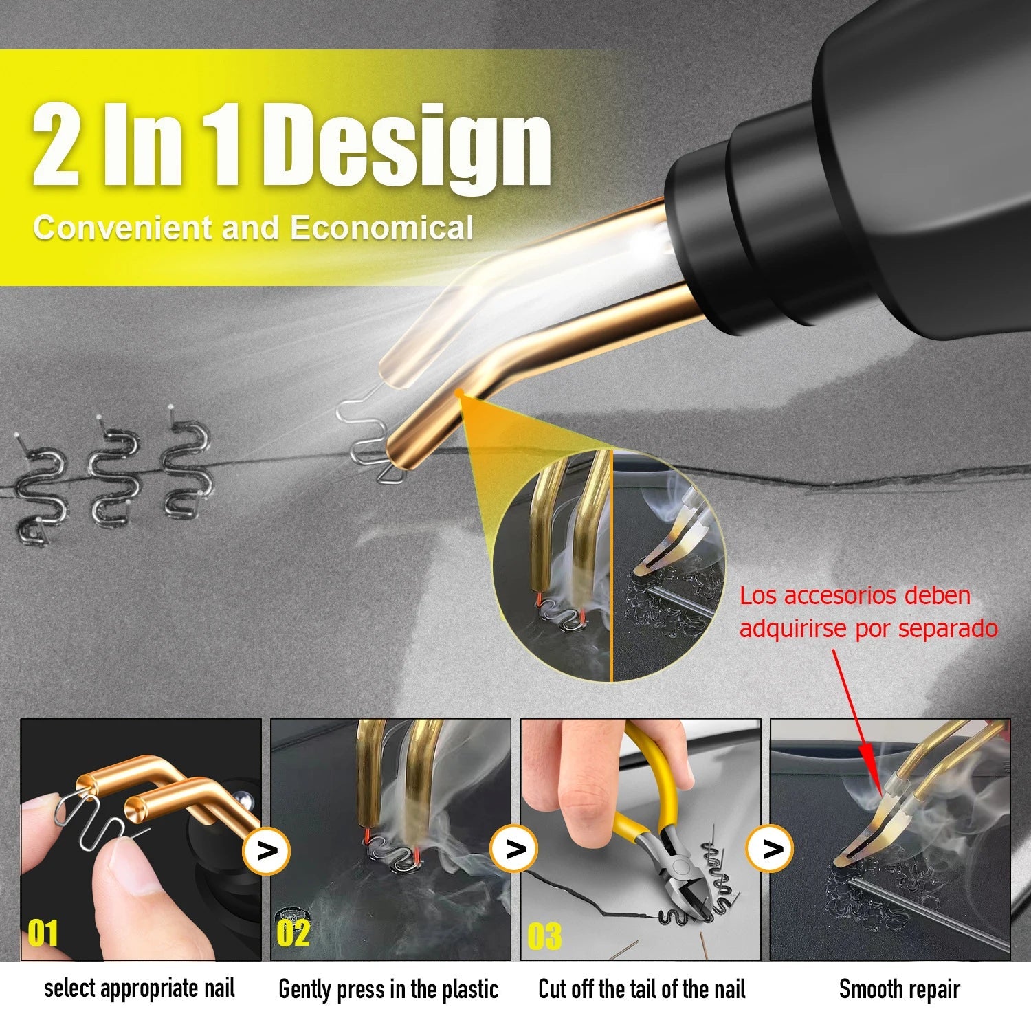 New Plastic Welding Gun Car Bumper Repair Welder Heat Laminator Bumper Repair Kit 400Pcs Repair Nail Multi-function Welder