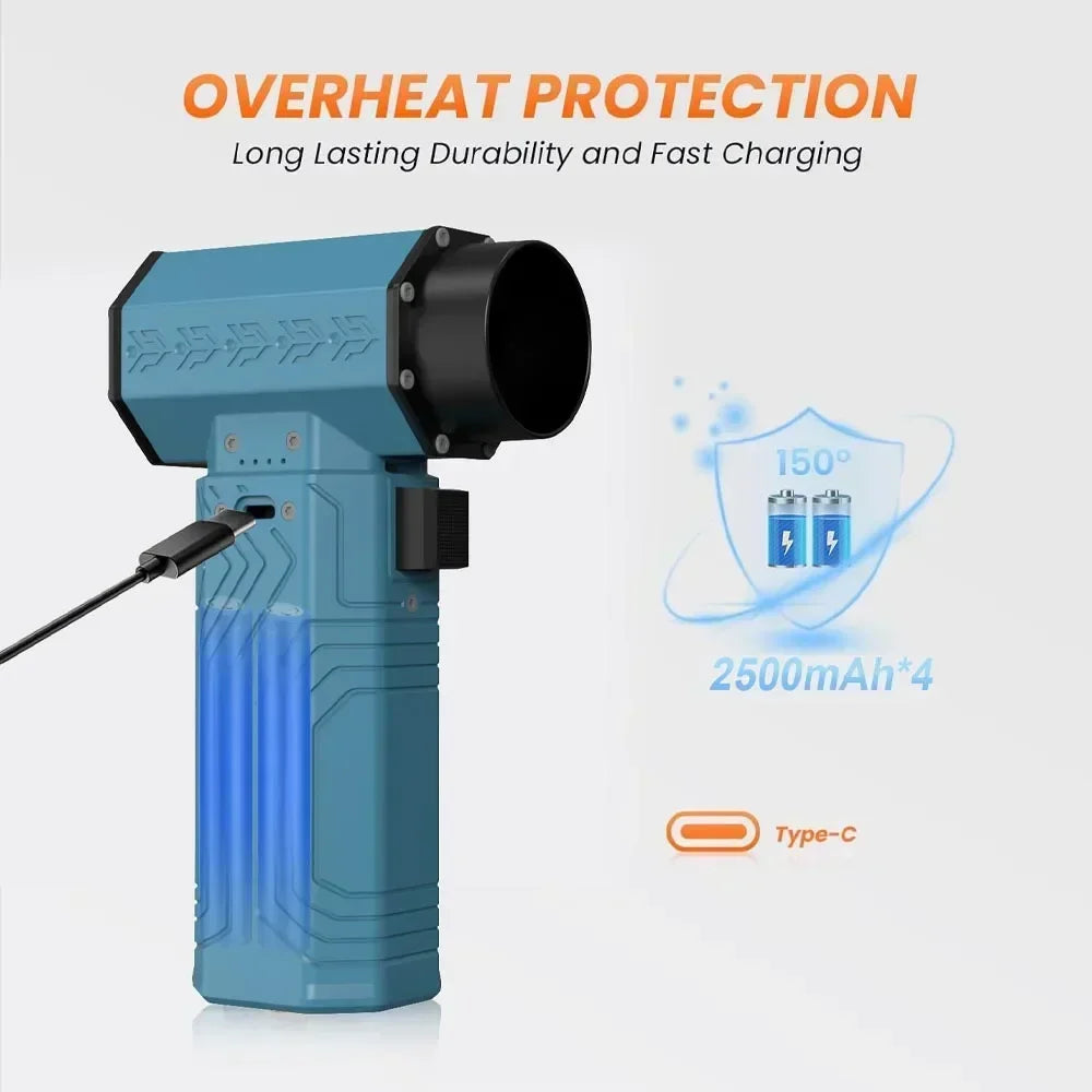 880000RPM Turbo Fan Jet Powerful Air Blower 10000mAh 600g Thrust 70m/s Wind Brushless Duster, vacuum leaf Removal Dryer for car