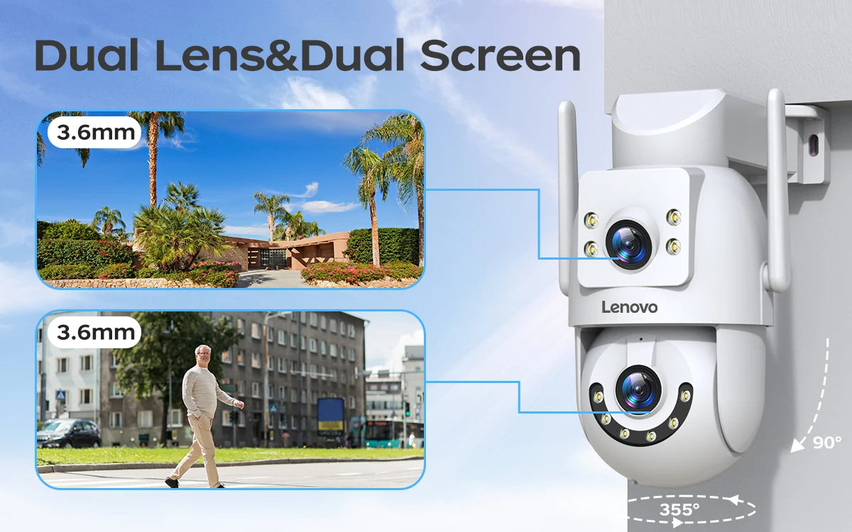 6MP HD Outdoor Security Camera with Dual Lens, AI Tracking, PTZ, Color Night Vision