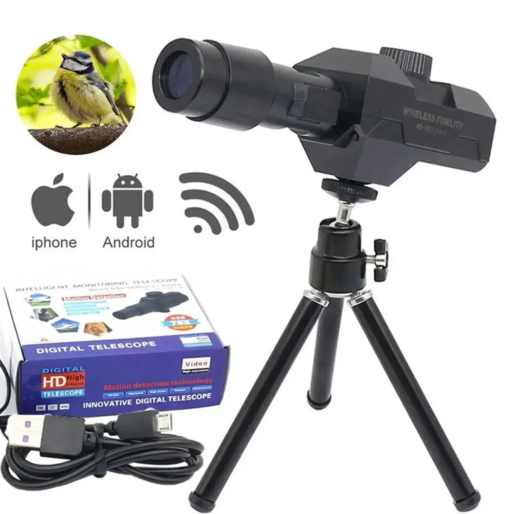 Telescopio digital WiFi, zoom 70x, monocular 1920X1080, cámara con trípode, control en app para móvil, compatible con Android e IOS