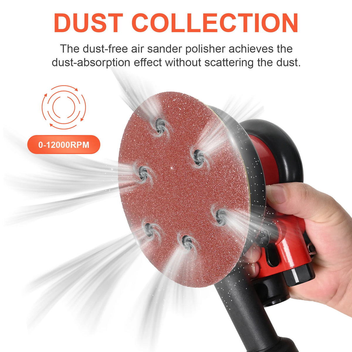 NuoDunco lijadora excéntrica neumática de 5-6 pulgadas, pulidora de aire, 125 mm/150 mm, máquina de desbaste de vacío excéntrico, herramientas neumáticas