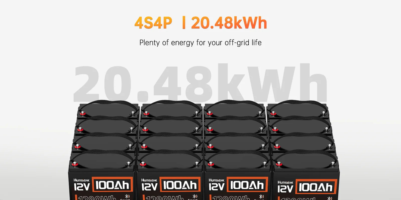 12V 100Ah LiFePO4-batteri 1280Wh med Bluetooth og 100A BMS
