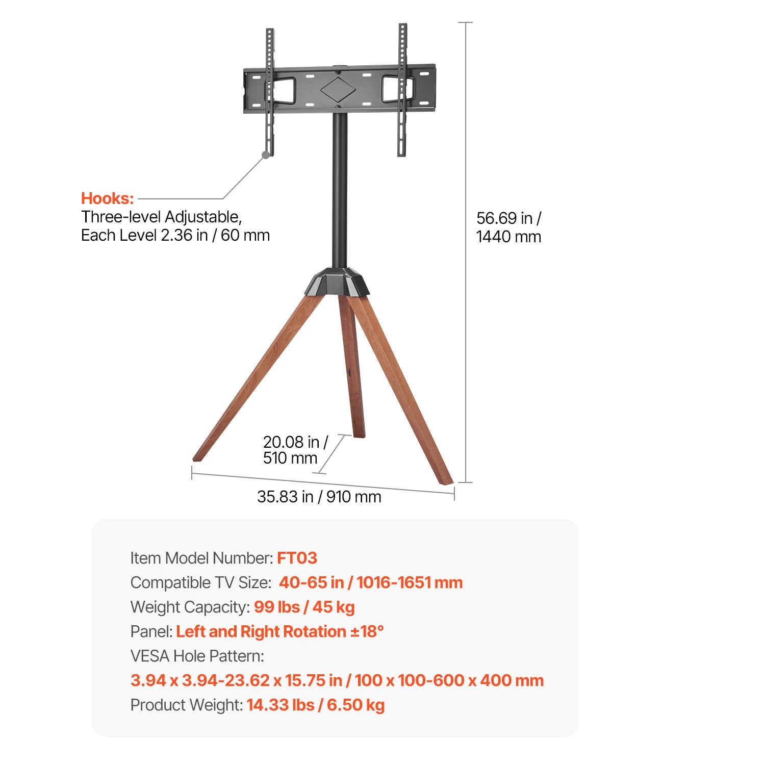 Suporte de TV com Rodas para TVs de 17 a 100 polegadas