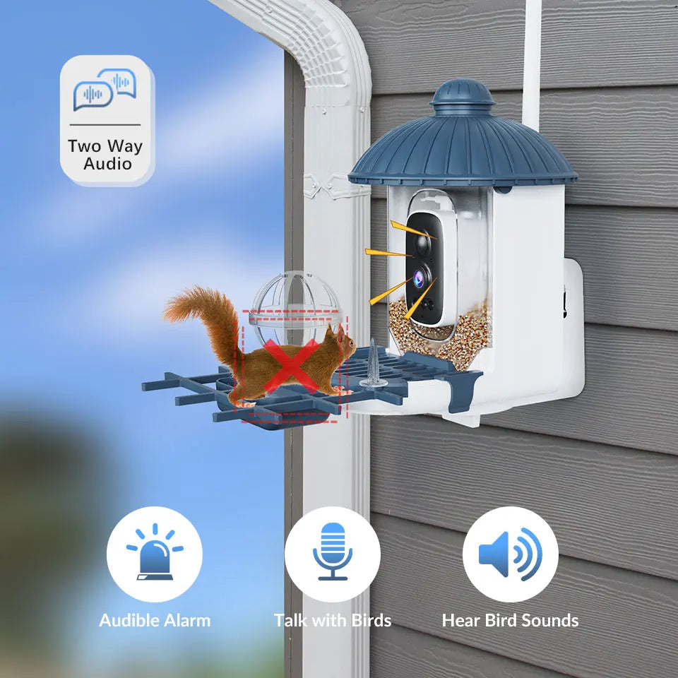 Smart Bird Feeder Camera with Solar Power, 4MP HD WiFi