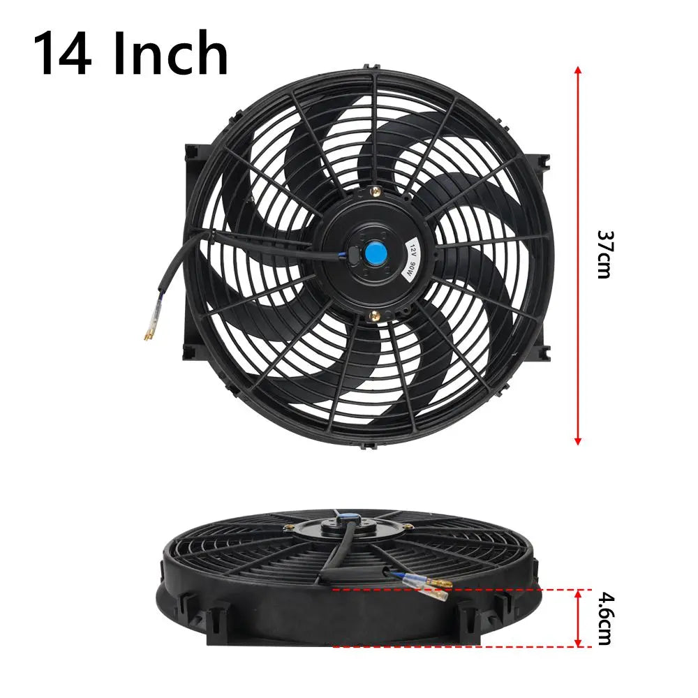 Kit Elétrico de Ventoinha de Arrefecimento para Radiador de Ar Condicionado Automóvel Universal 7/9/10/12/14/16 Polegadas 12V 80W 2100RPM