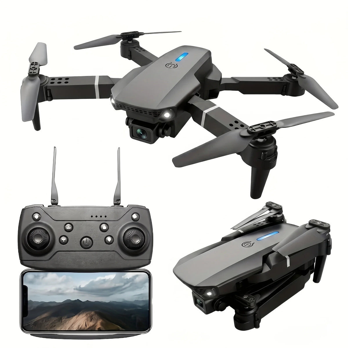 Drone RC pliable à double caméra avec télécommande écran