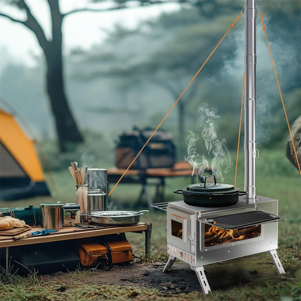 Wood Burning Stove for Camping, Tent Heating and Cooking