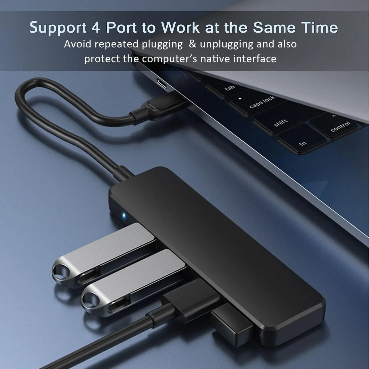 Concentrador de datos USB de 4 puertos, opción de conexión USB-A o USB-C
