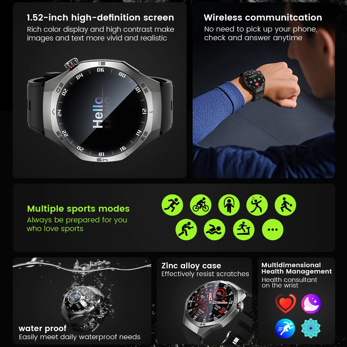 2025New For Android and ios Smart Watch Men AMOLED Screen GPS Motion trajectory Heart Rate Bluetooth Calls SmartWatch Waterproof