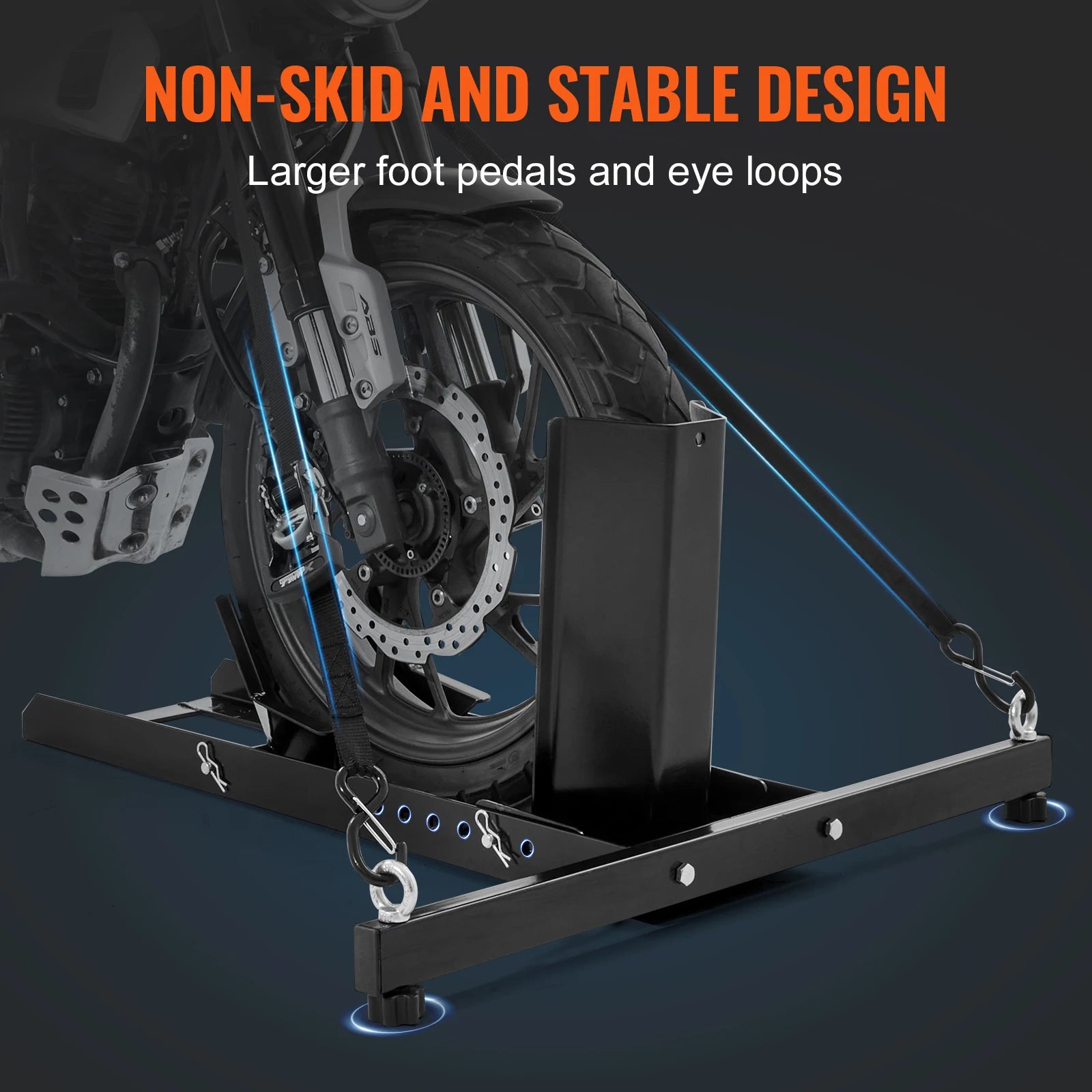 Support de cale-roue pour moto robuste 1800 lbs ajustable
